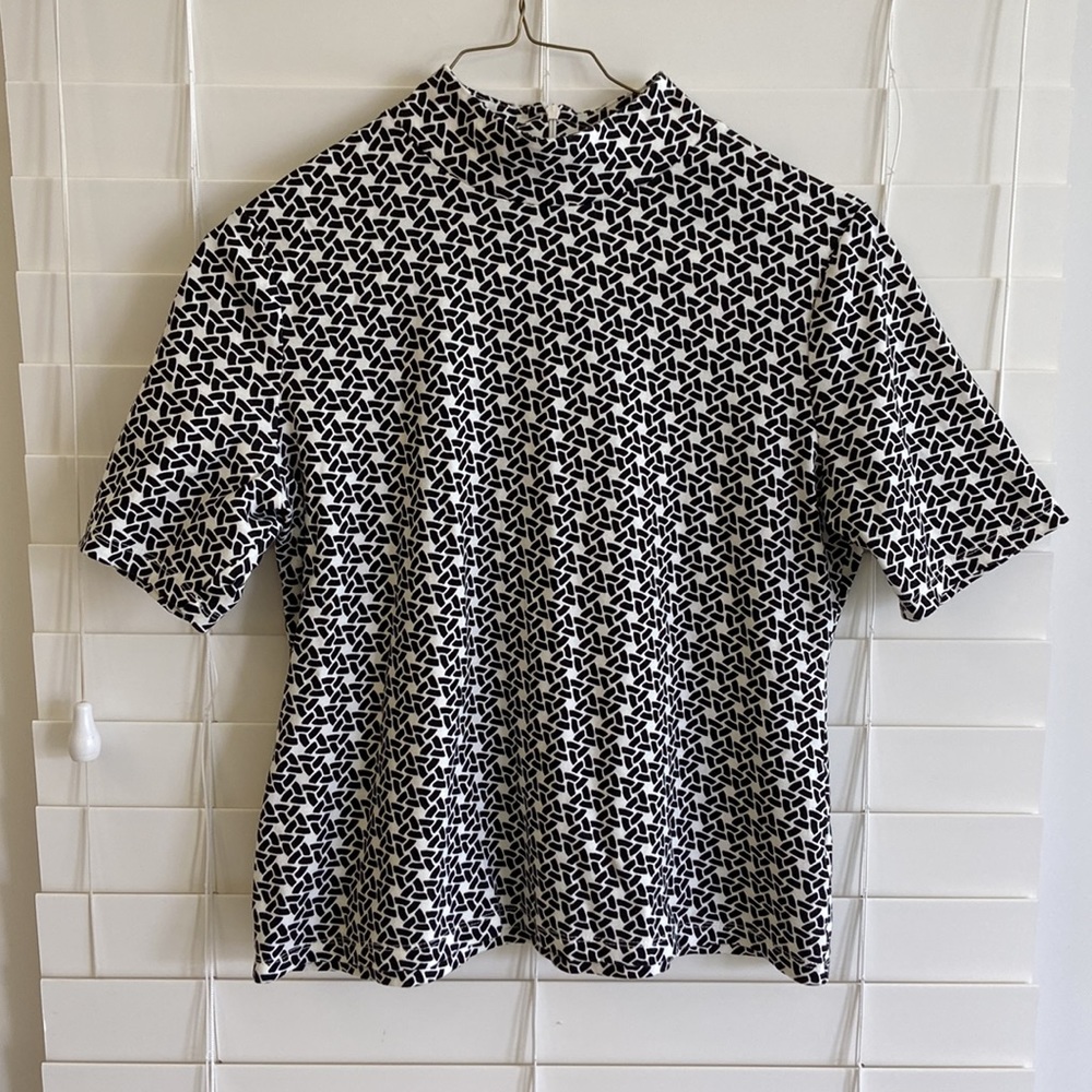 Talbots Geometric Pattern Mock neck top